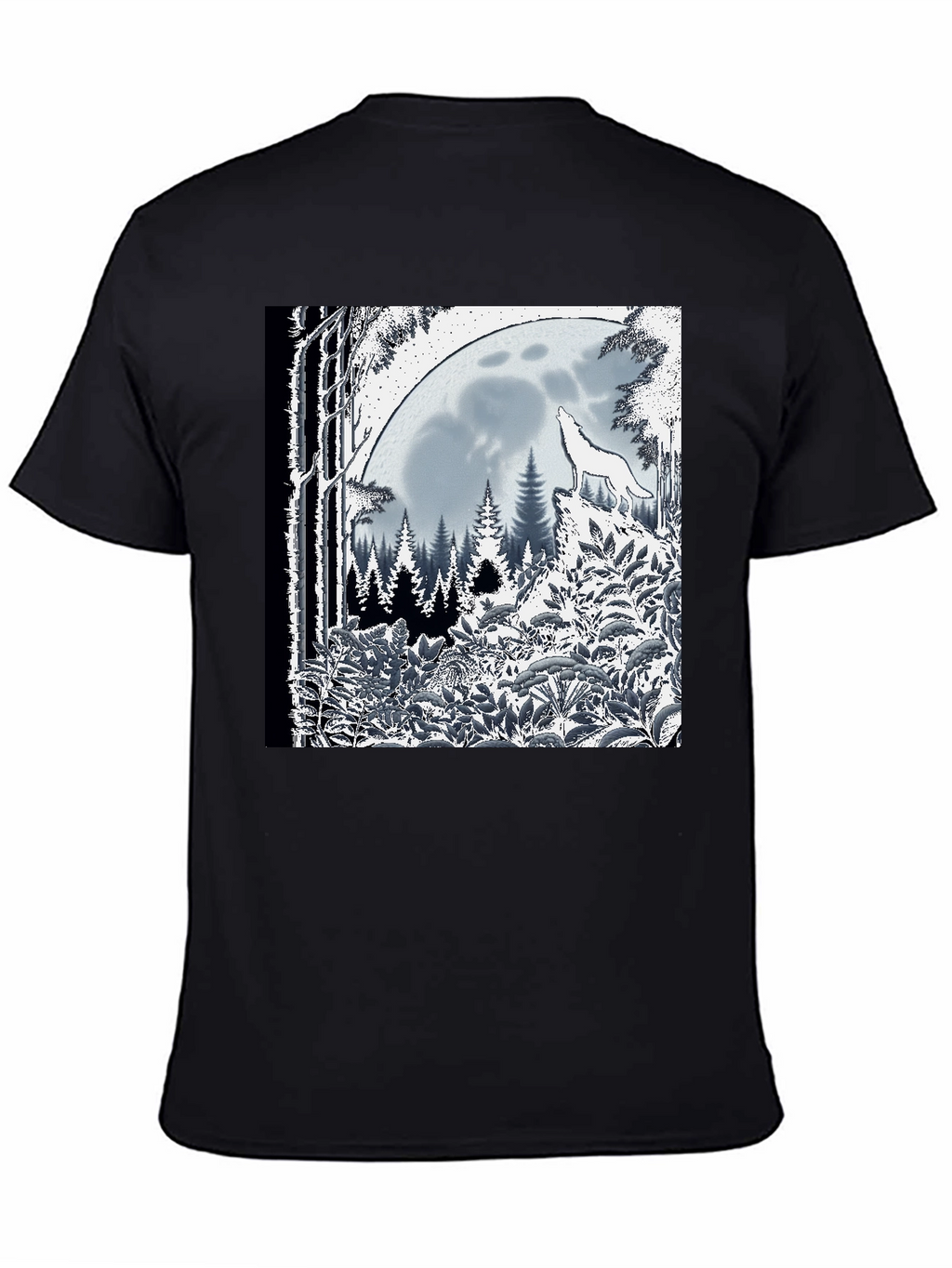 Wolf Moon Graphic Tee - Black Cotton