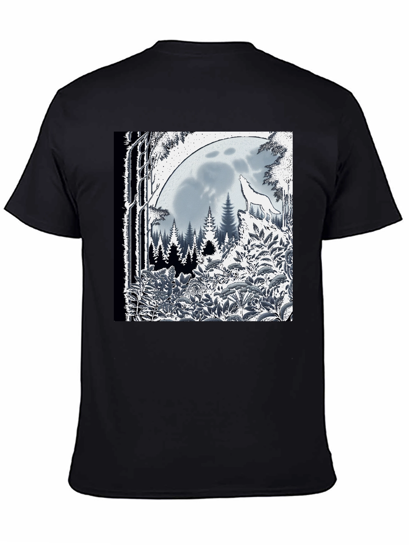 Wolf Moon Graphic Tee - Black Cotton