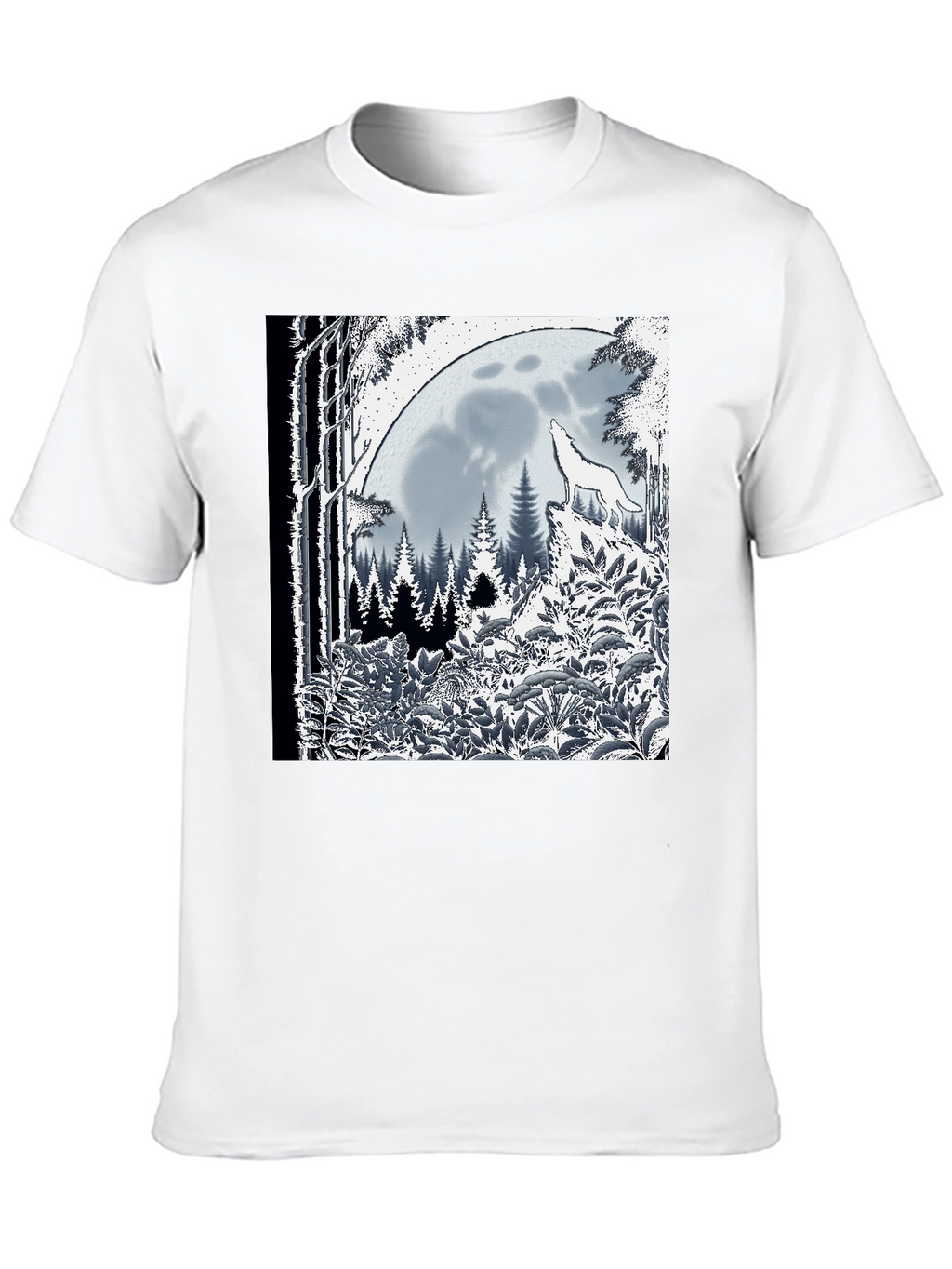Wolf Moon Graphic Tee - Black Cotton