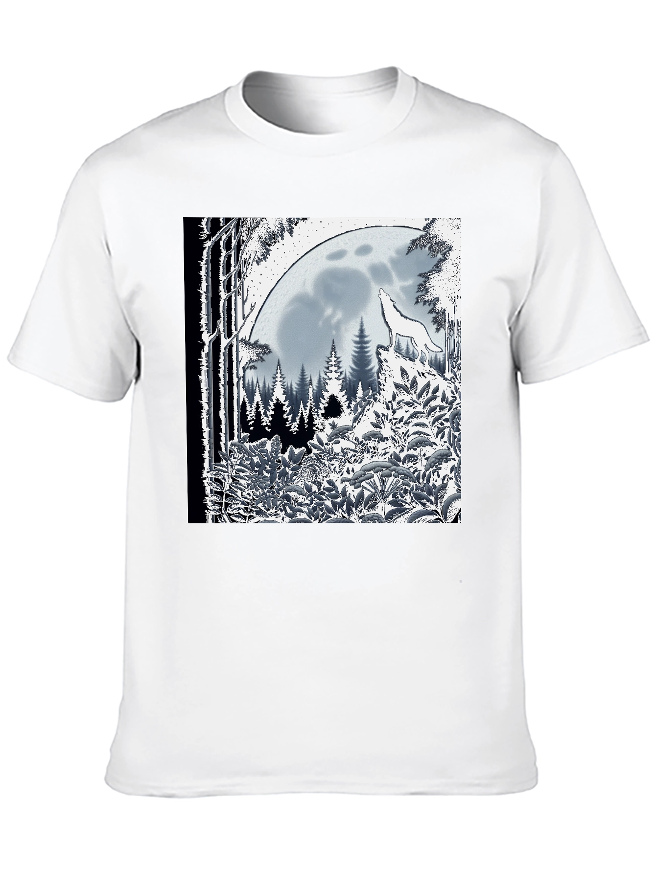 Wolf Moon Graphic Tee - Black Cotton