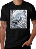 Wolf Moon Graphic Tee - Black Cotton