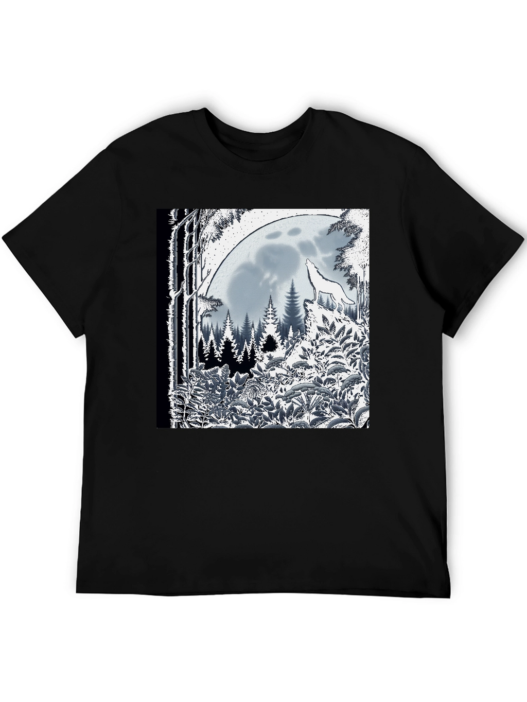 Wolf Moon Graphic Tee - Black Cotton