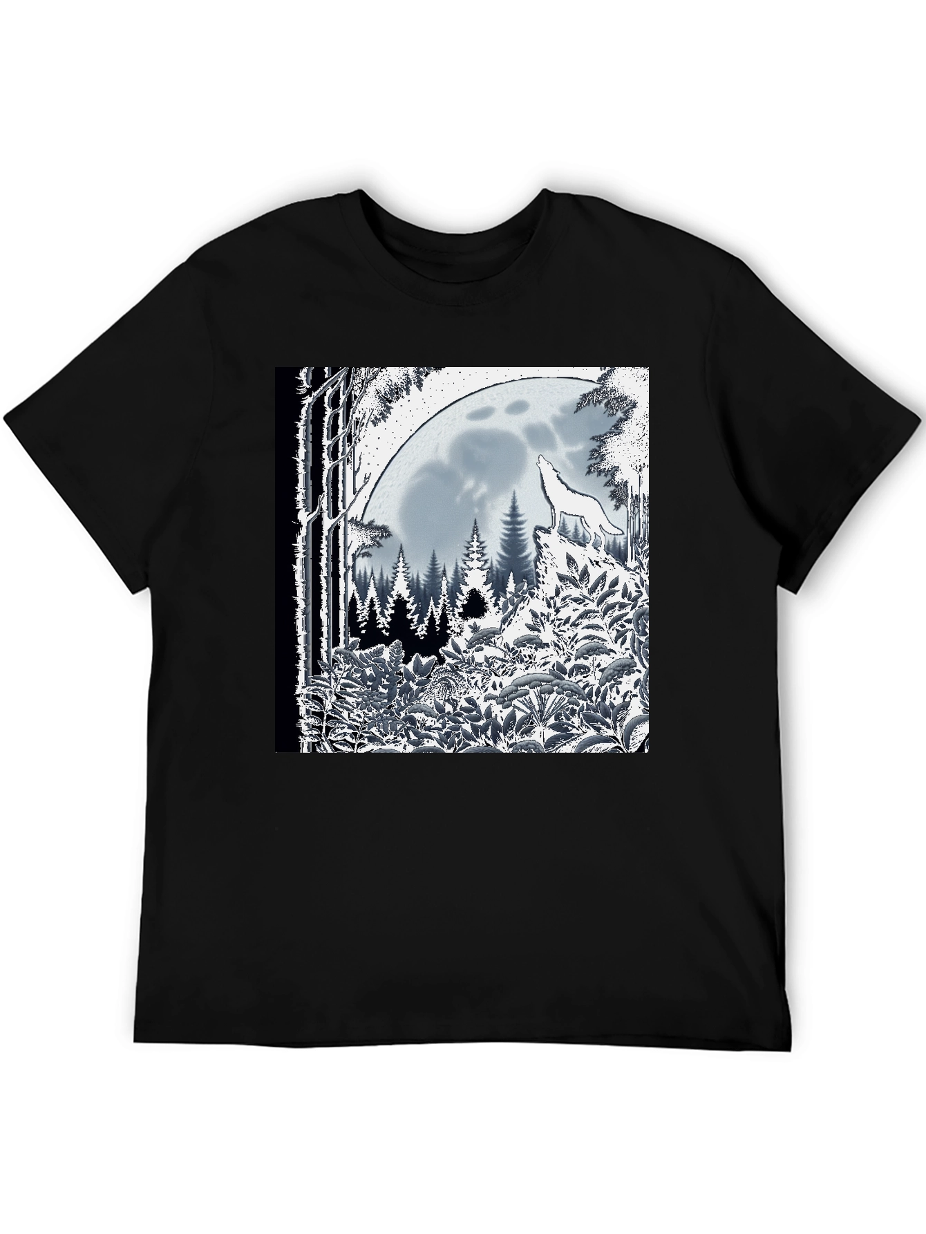 Wolf Moon Graphic Tee - Black Cotton