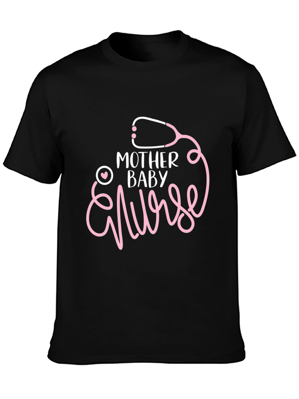 Mother Baby Nurse Stethoscope Graphic Tee - Black