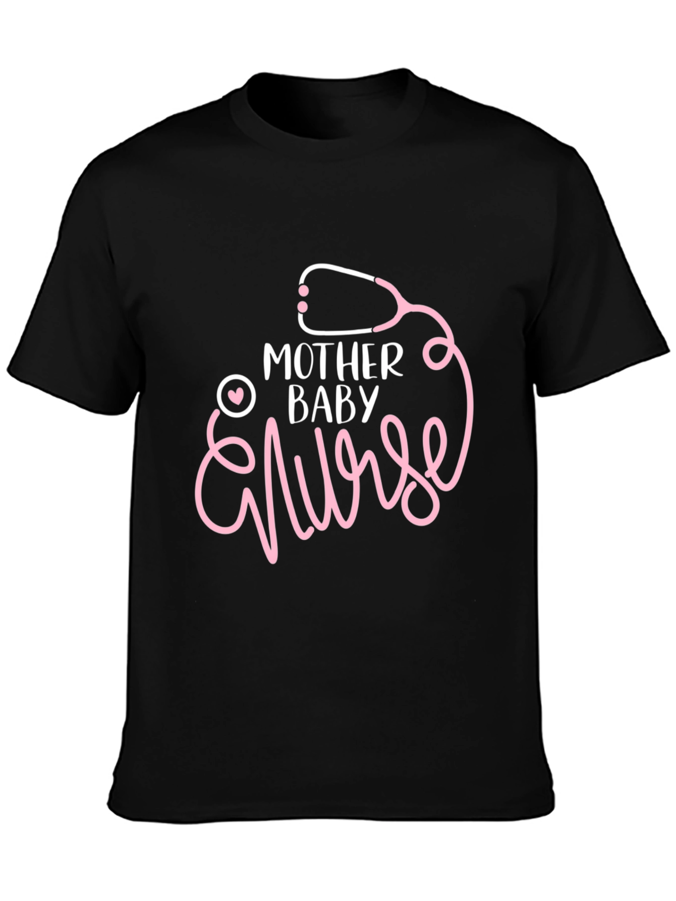 Mother Baby Nurse Stethoscope Graphic Tee - Black