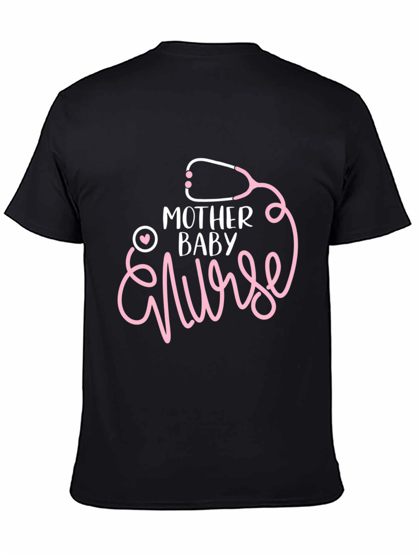 Mother Baby Nurse Stethoscope Graphic Tee - Black
