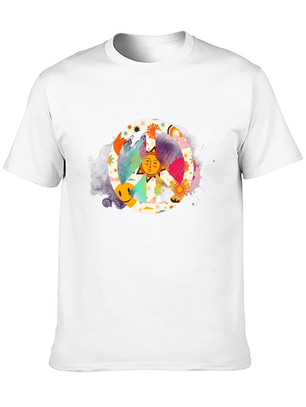 Groovy Peace Sign Graphic Tee - Black Cotton Shirt