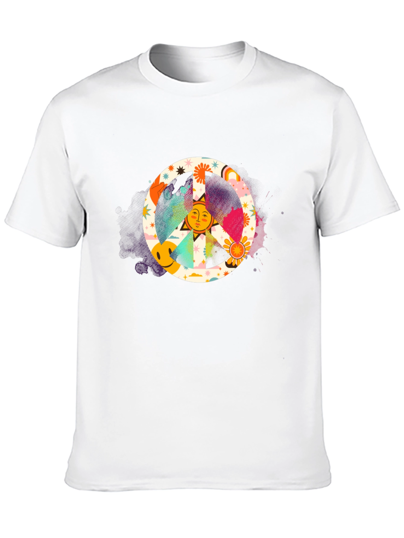 Groovy Peace Sign Graphic Tee - Black Cotton Shirt