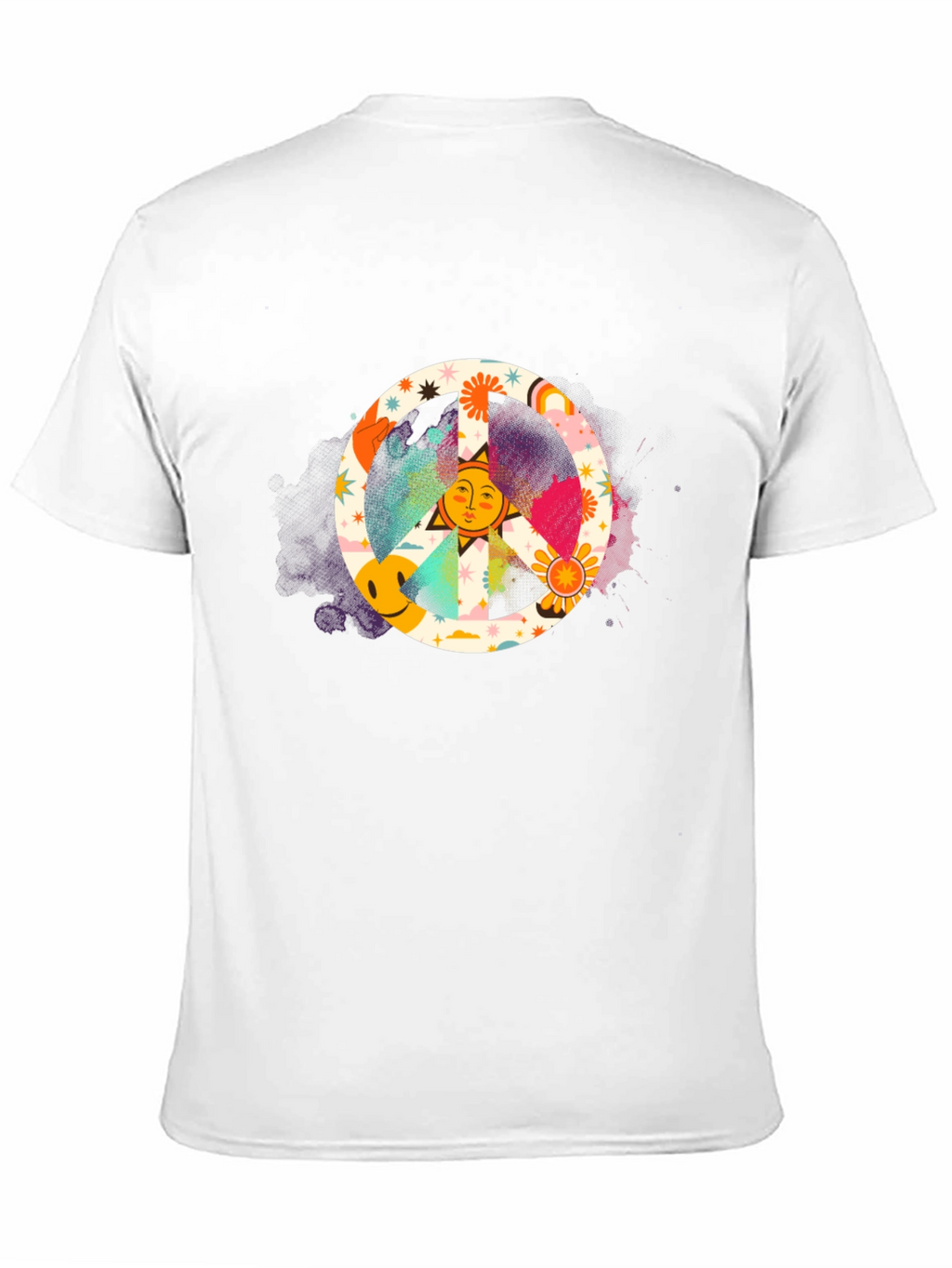 Groovy Peace Sign Graphic Tee - Black Cotton Shirt