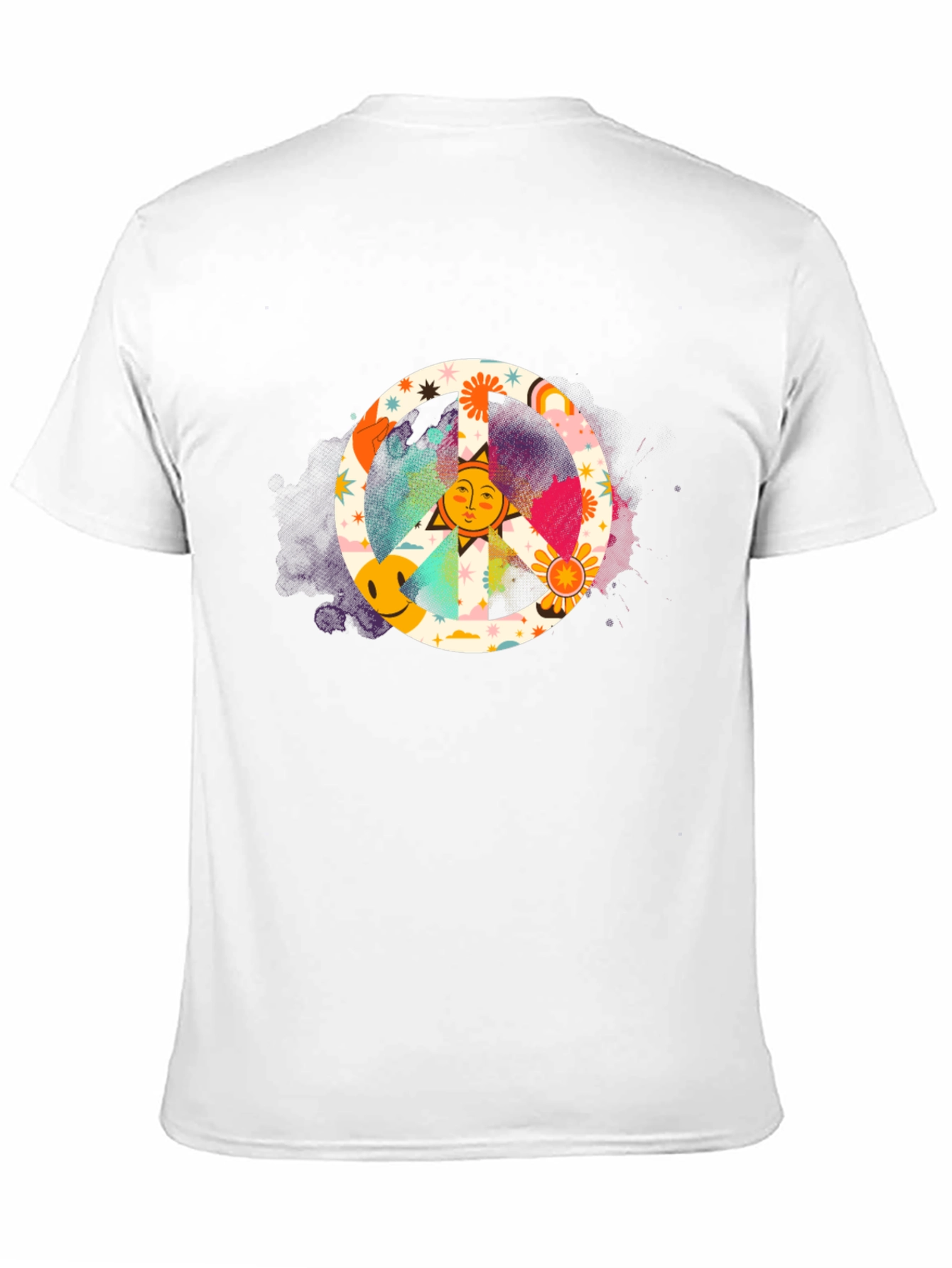Groovy Peace Sign Graphic Tee - Black Cotton Shirt