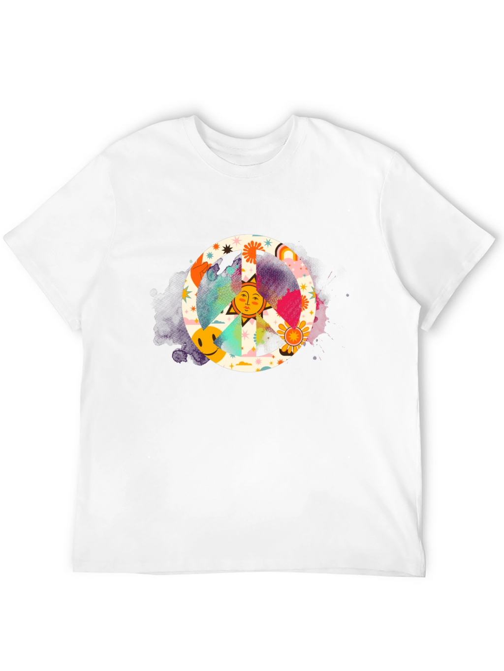 Groovy Peace Sign Graphic Tee - Black Cotton Shirt