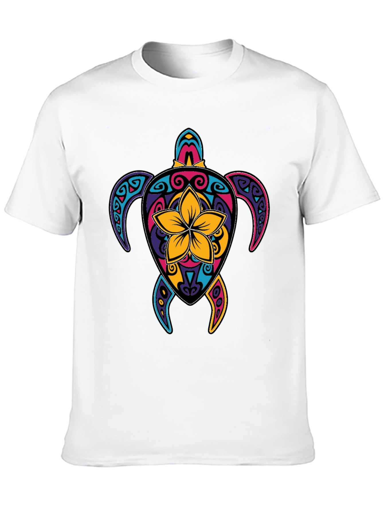 Vibrant Turtle Graphic Tee - Mens Black T-Shirt