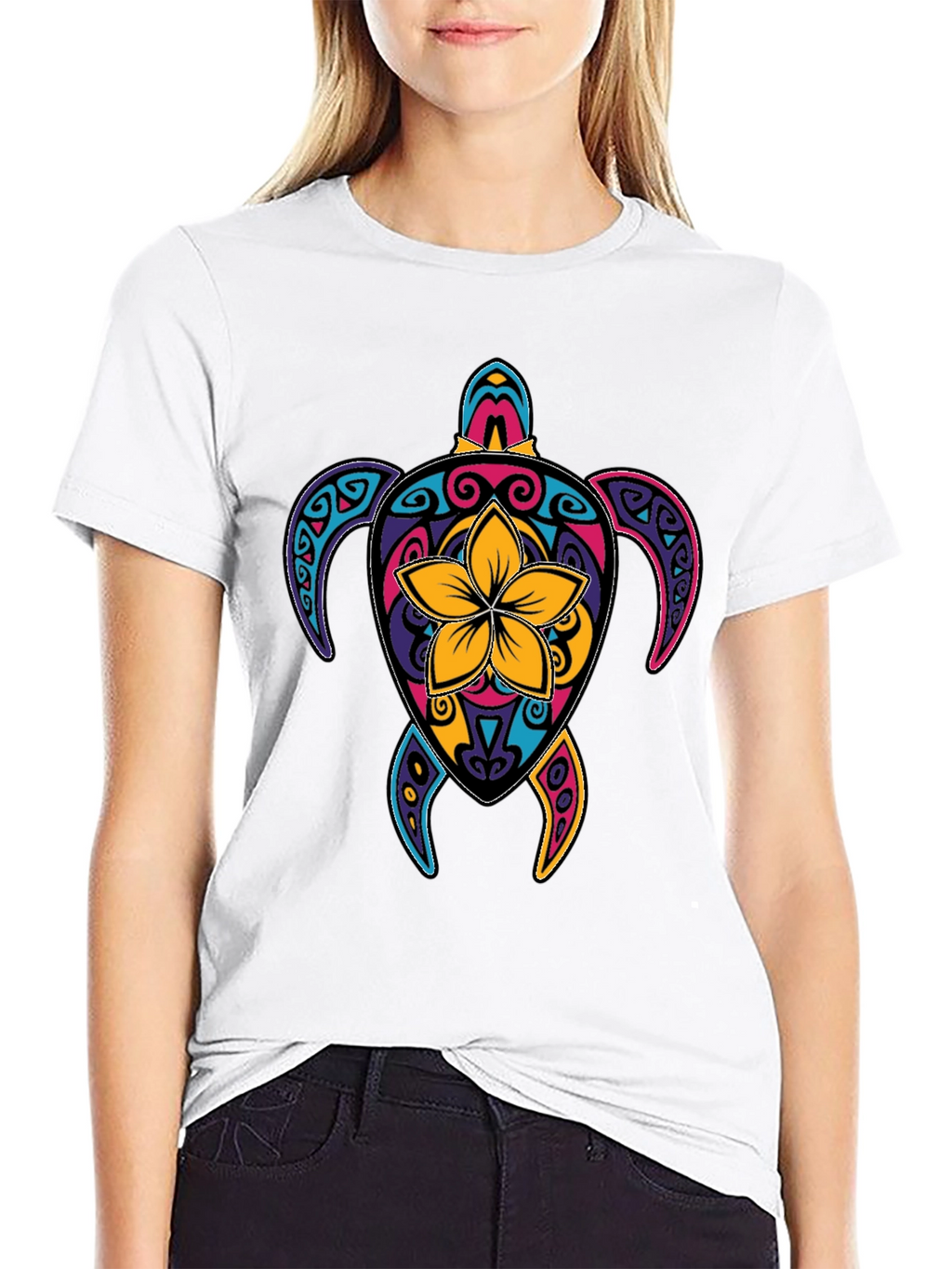 Vibrant Turtle Graphic Tee - Mens Black T-Shirt