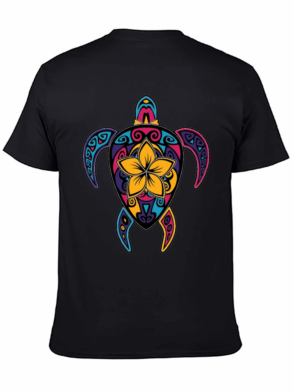 Vibrant Turtle Graphic Tee - Mens Black T-Shirt