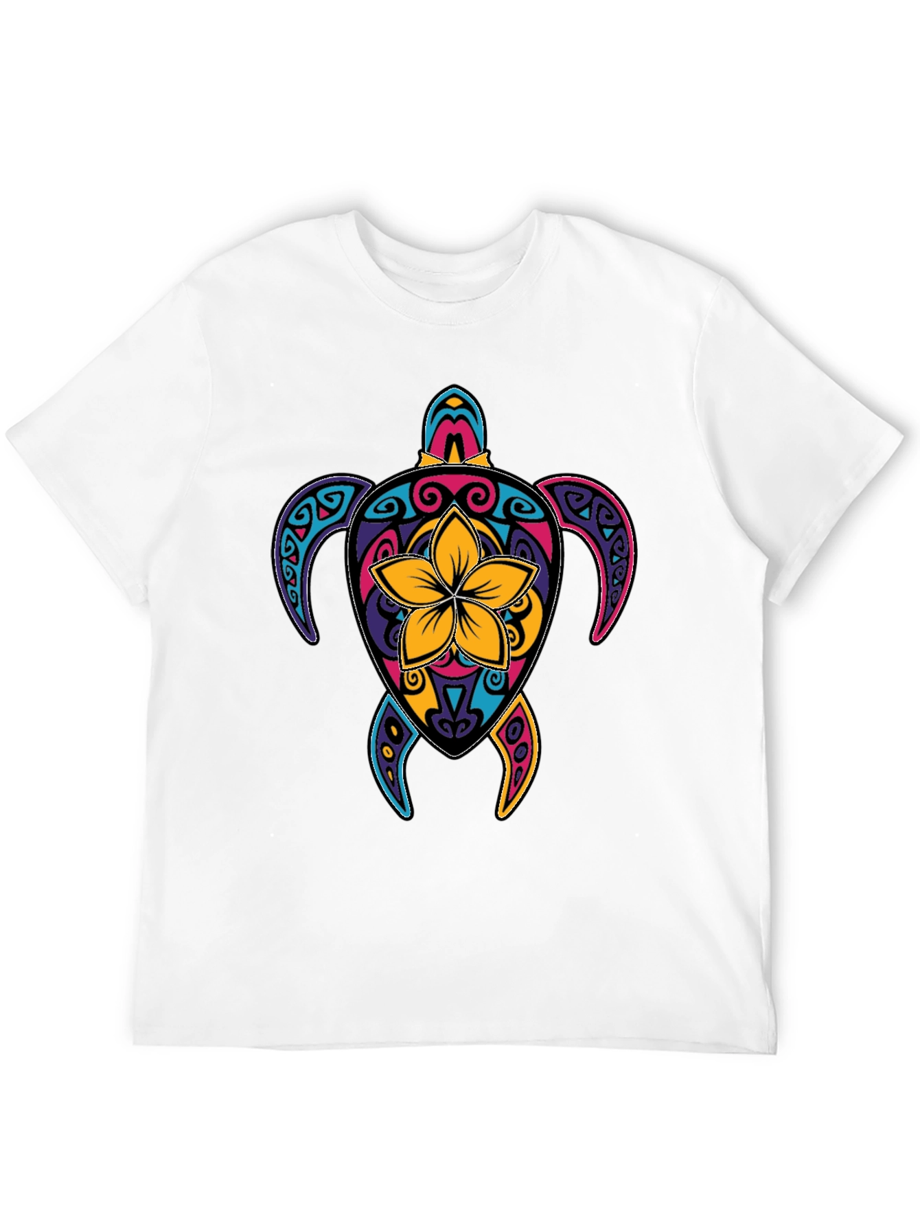 Vibrant Turtle Graphic Tee - Mens Black T-Shirt
