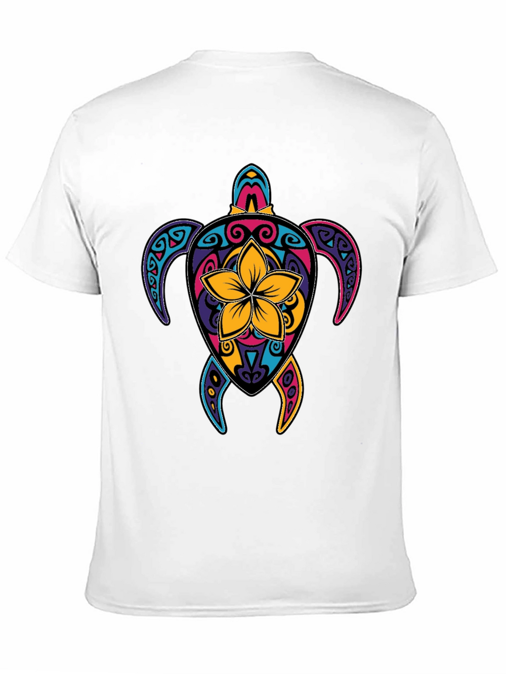 Vibrant Turtle Graphic Tee - Mens Black T-Shirt