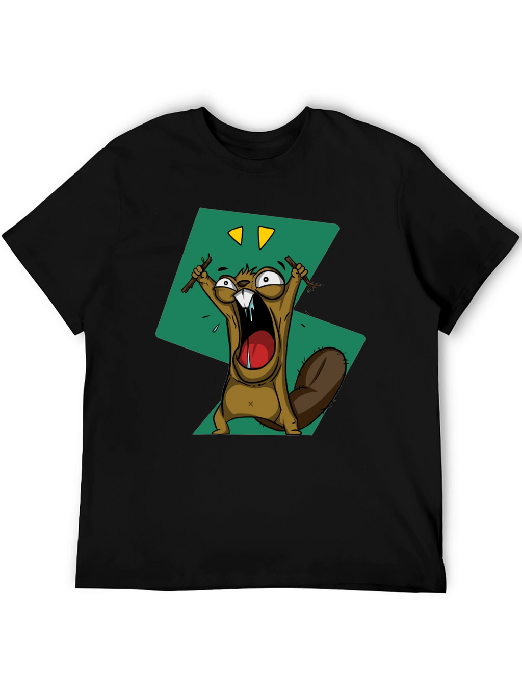 Cartoon Beaver Graphic Print Tee