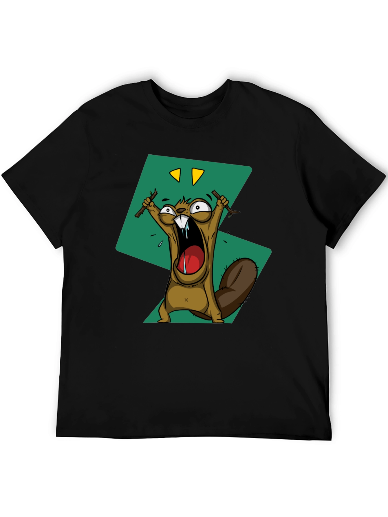 Cartoon Beaver Graphic Print Tee
