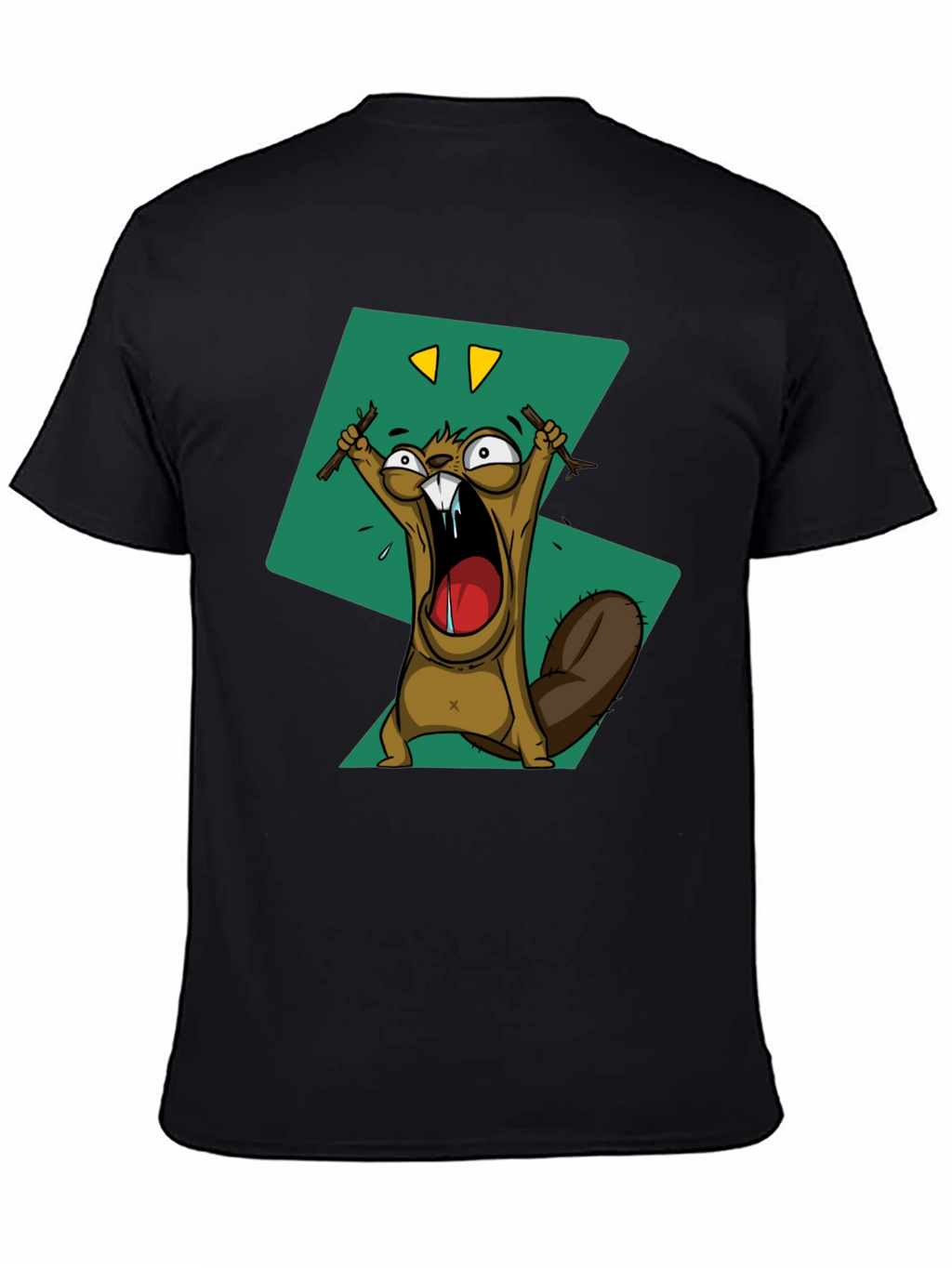 Cartoon Beaver Graphic Print Tee