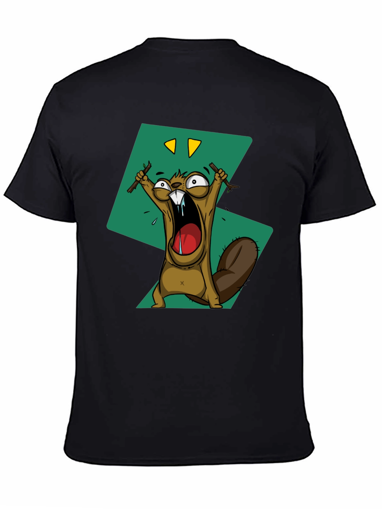 Cartoon Beaver Graphic Print Tee