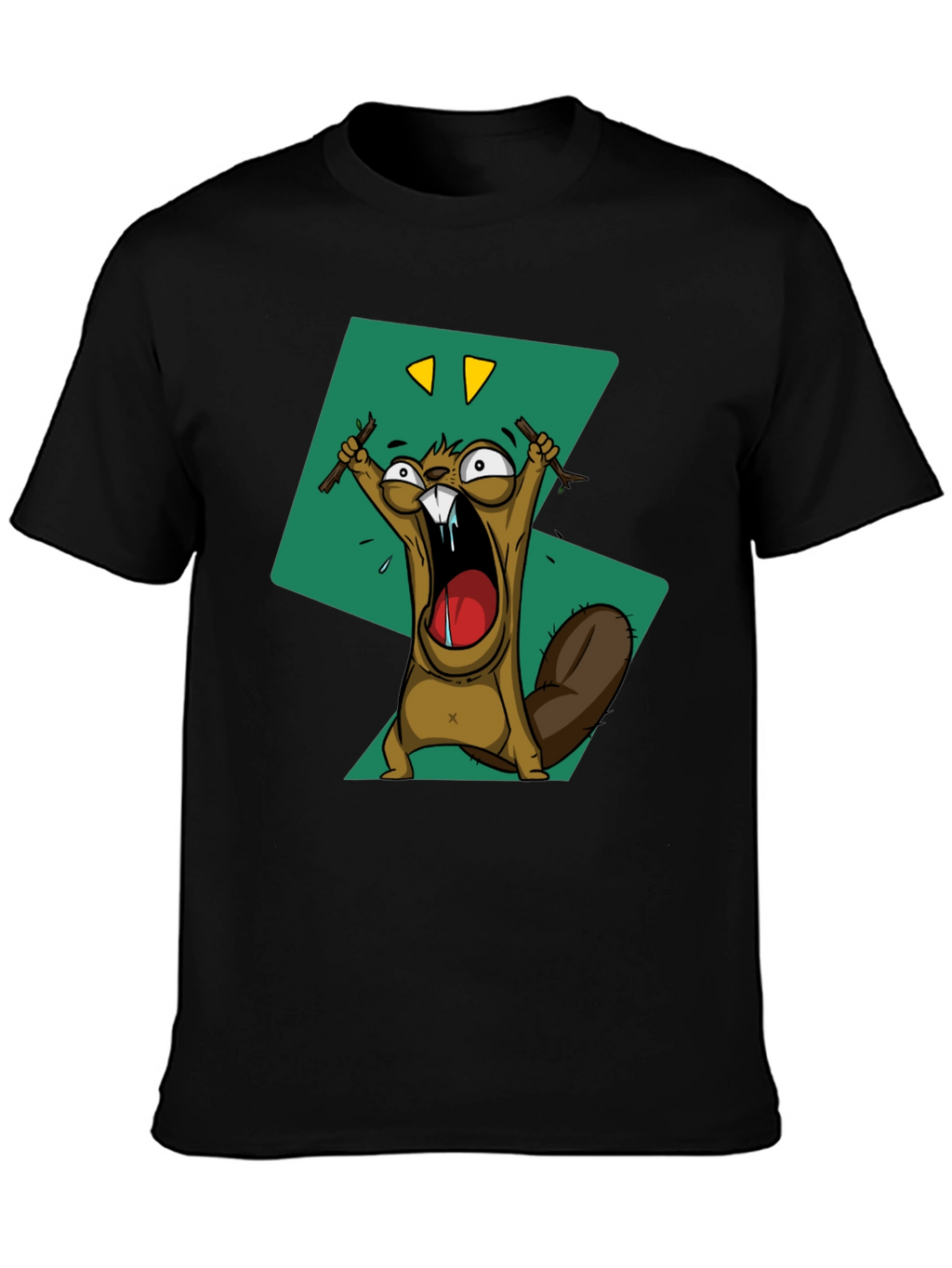 Cartoon Beaver Graphic Print Tee