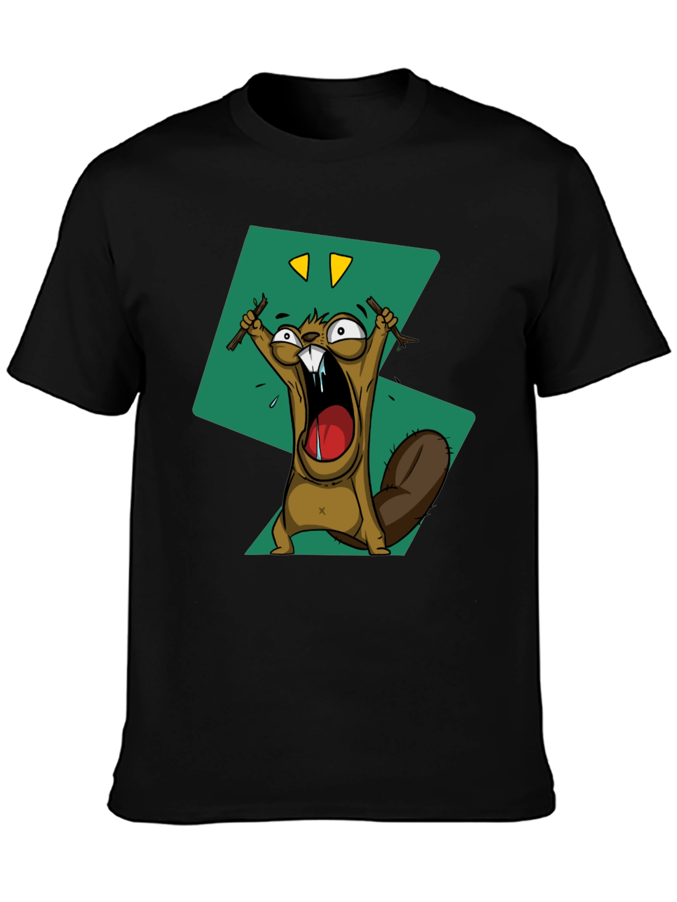 Cartoon Beaver Graphic Print Tee