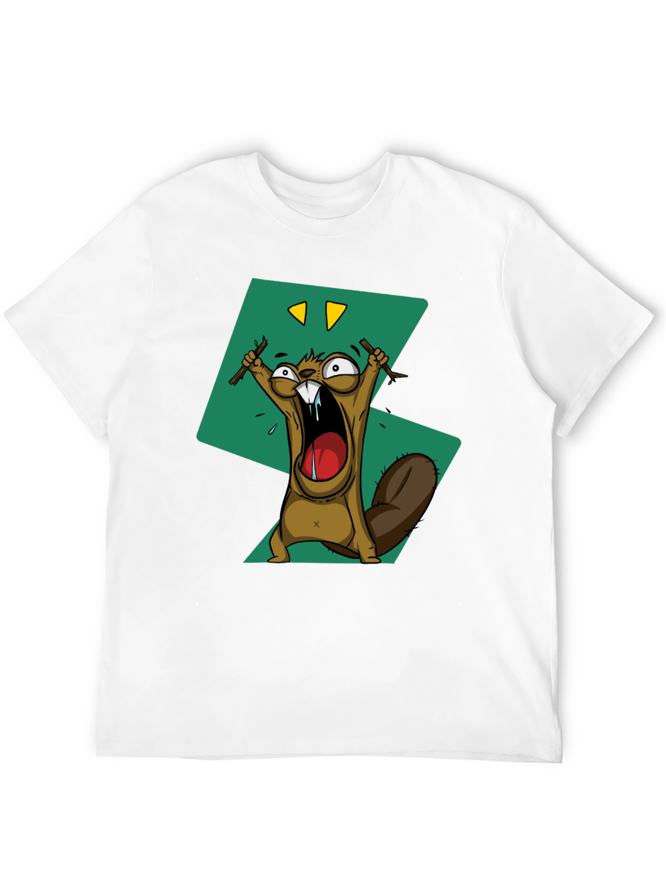 Cartoon Beaver Graphic Print Tee