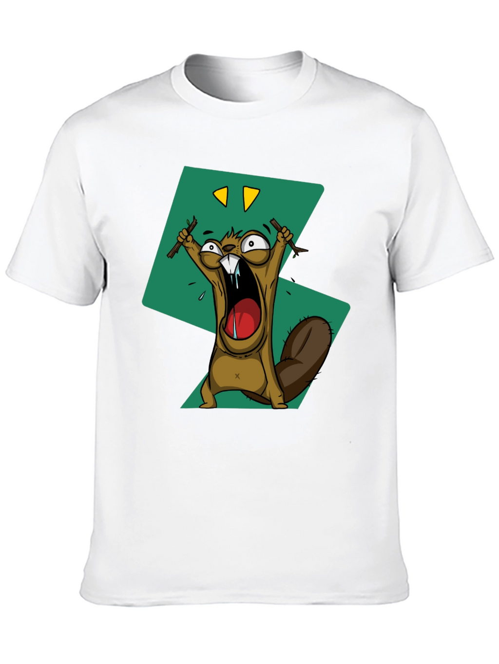 Cartoon Beaver Graphic Print Tee
