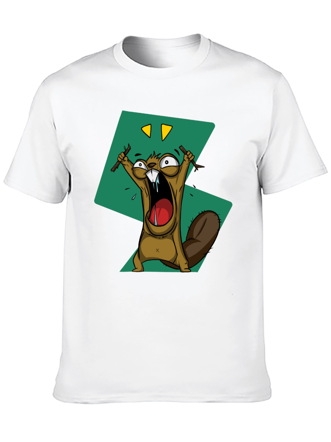 Cartoon Beaver Graphic Print Tee