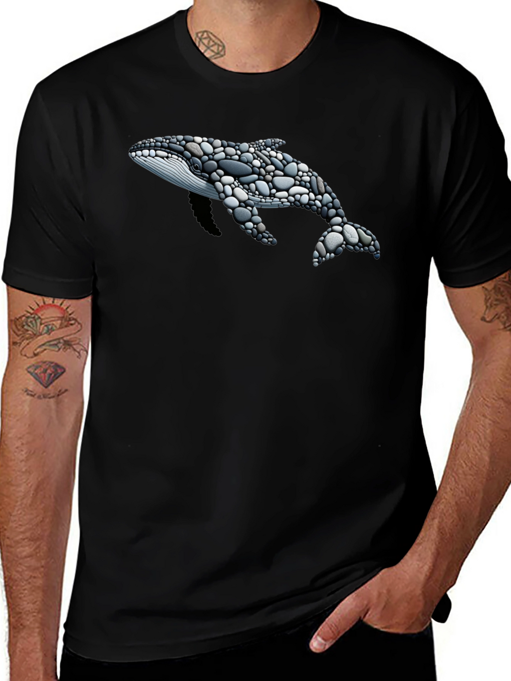 Stone Whale Graphic T-Shirt - Black