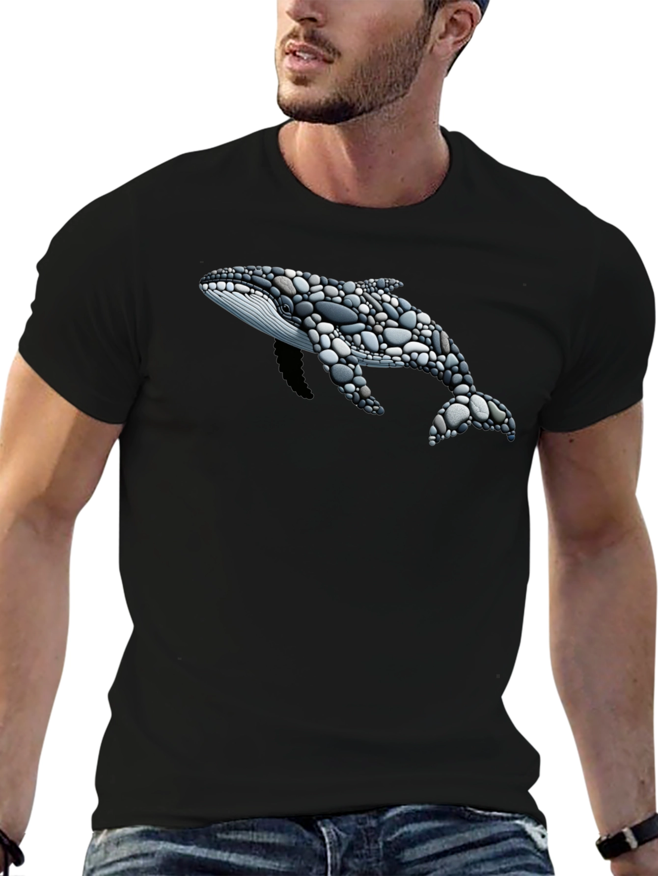 Stone Whale Graphic T-Shirt - Black