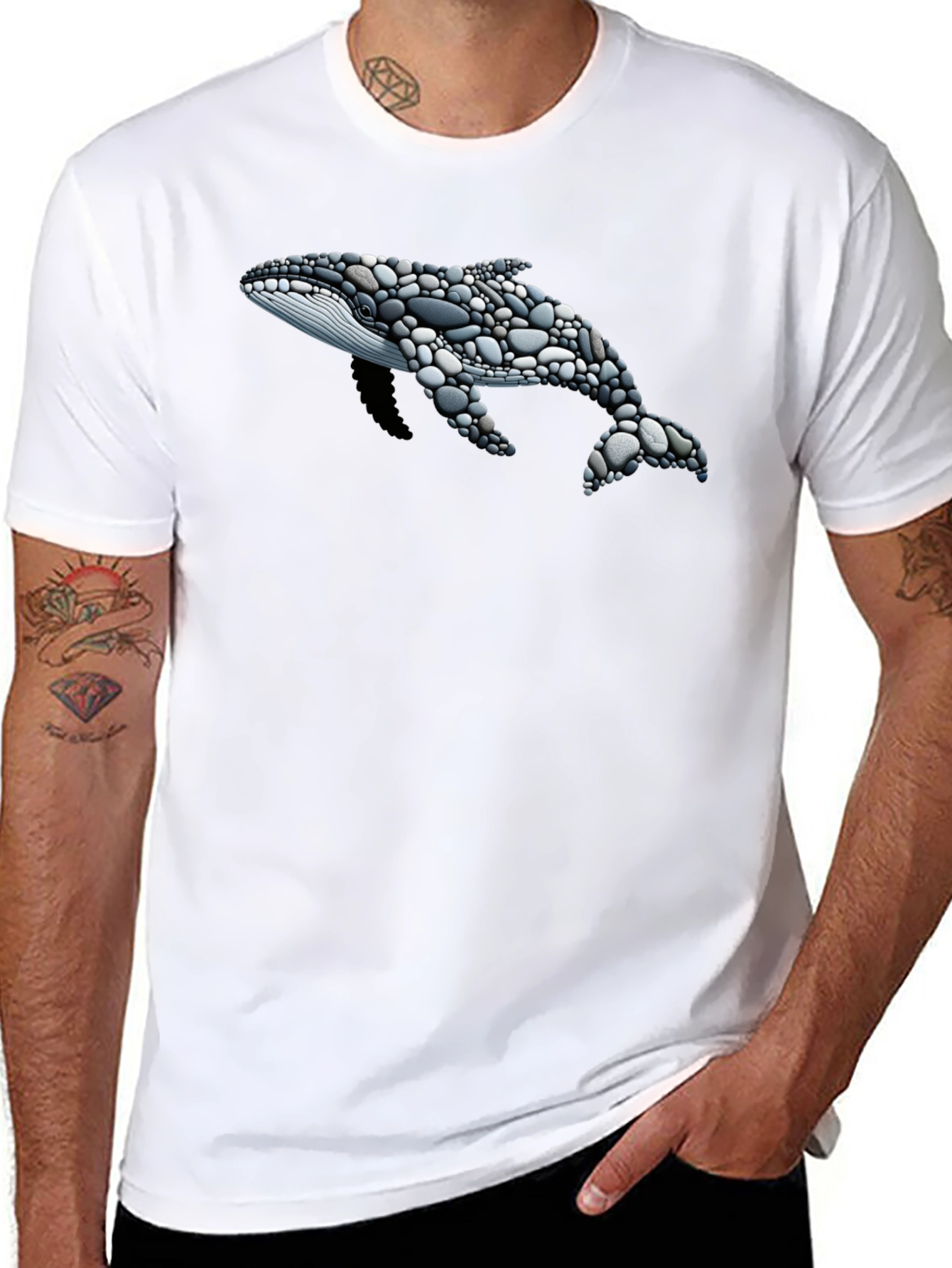 Stone Whale Graphic T-Shirt - Black
