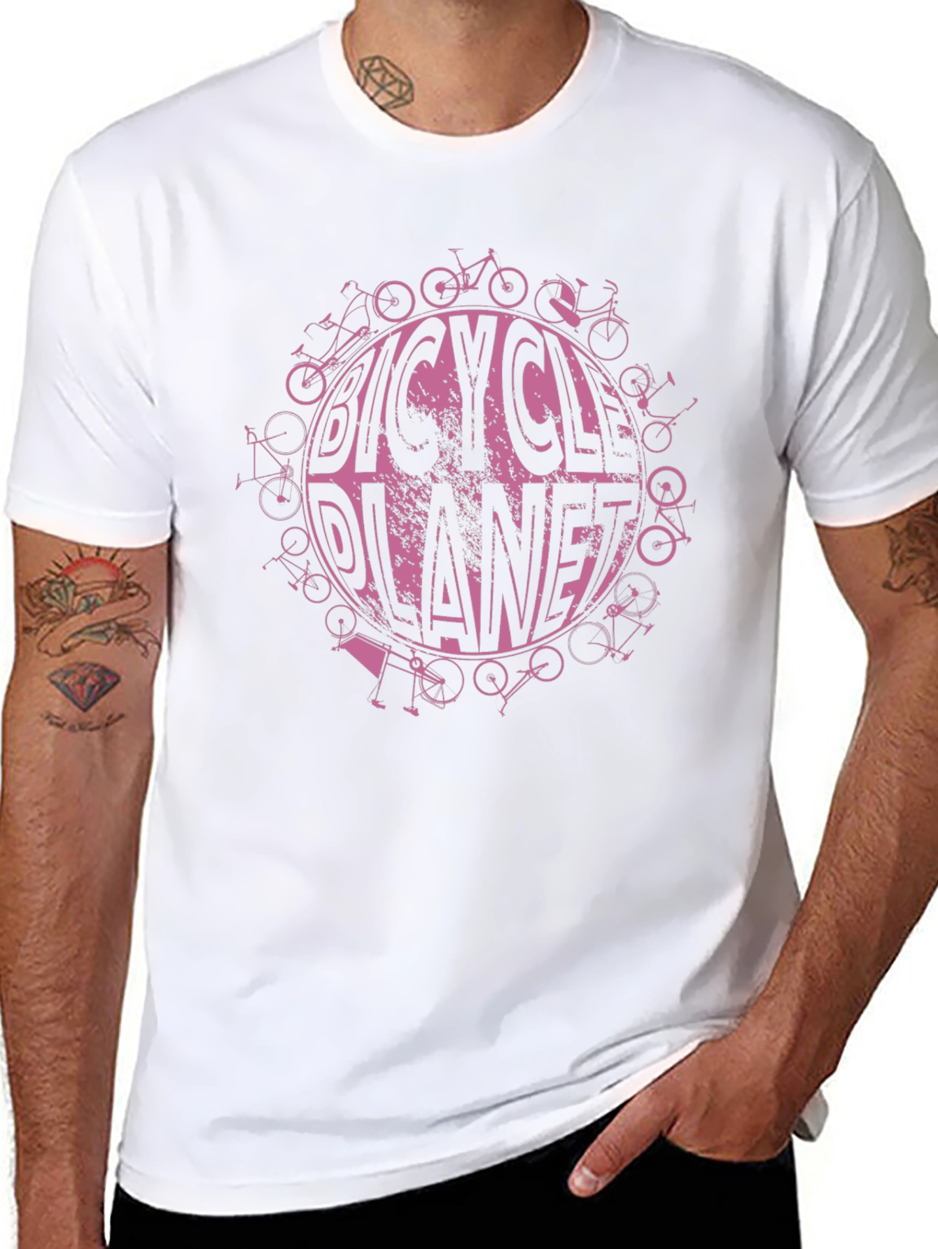 Bicycle Planet Graphic Tee - Black Cotton T-Shirt