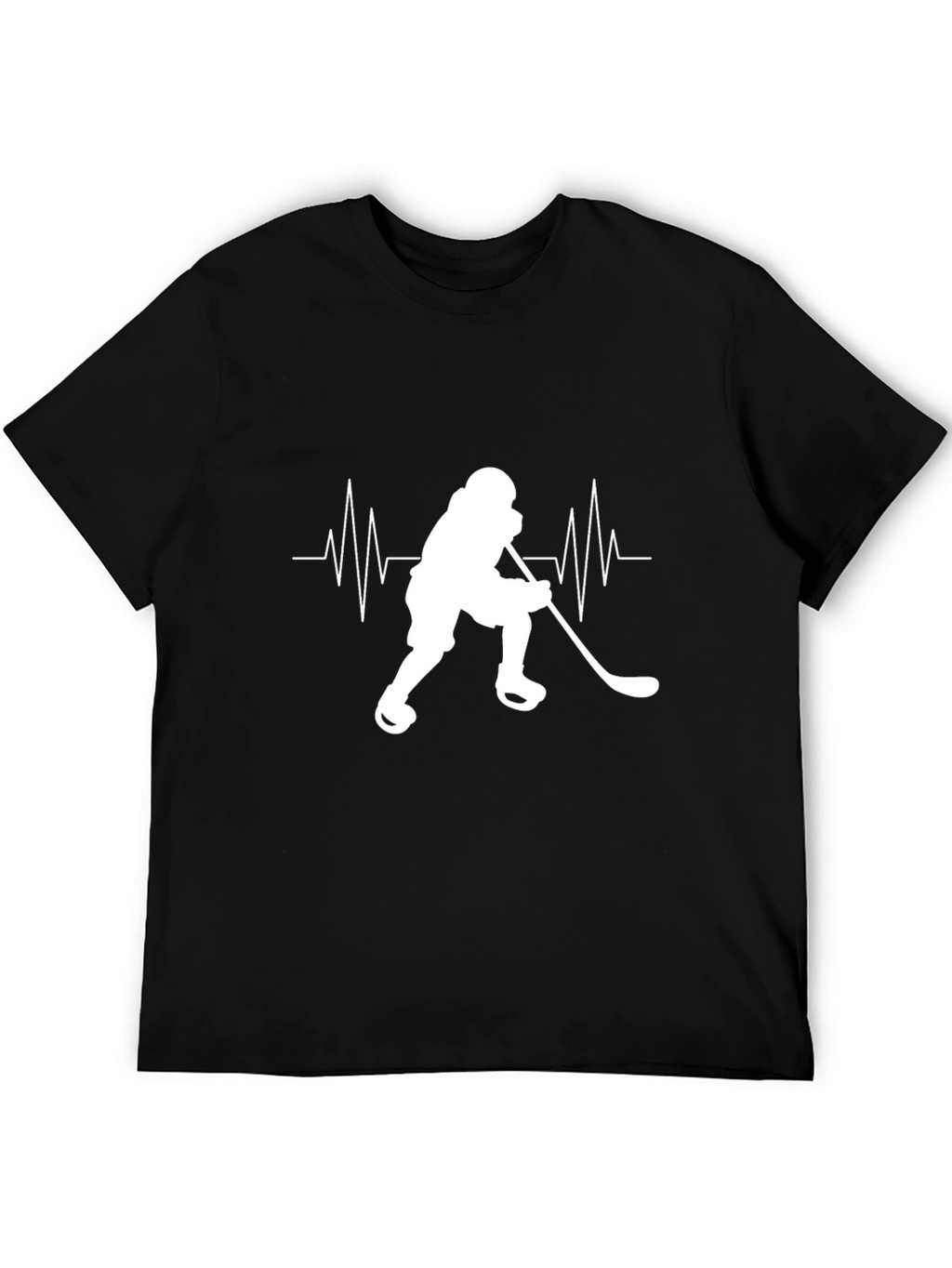 Hockey Heartbeat Graphic Tee - Black Cotton T-Shirt