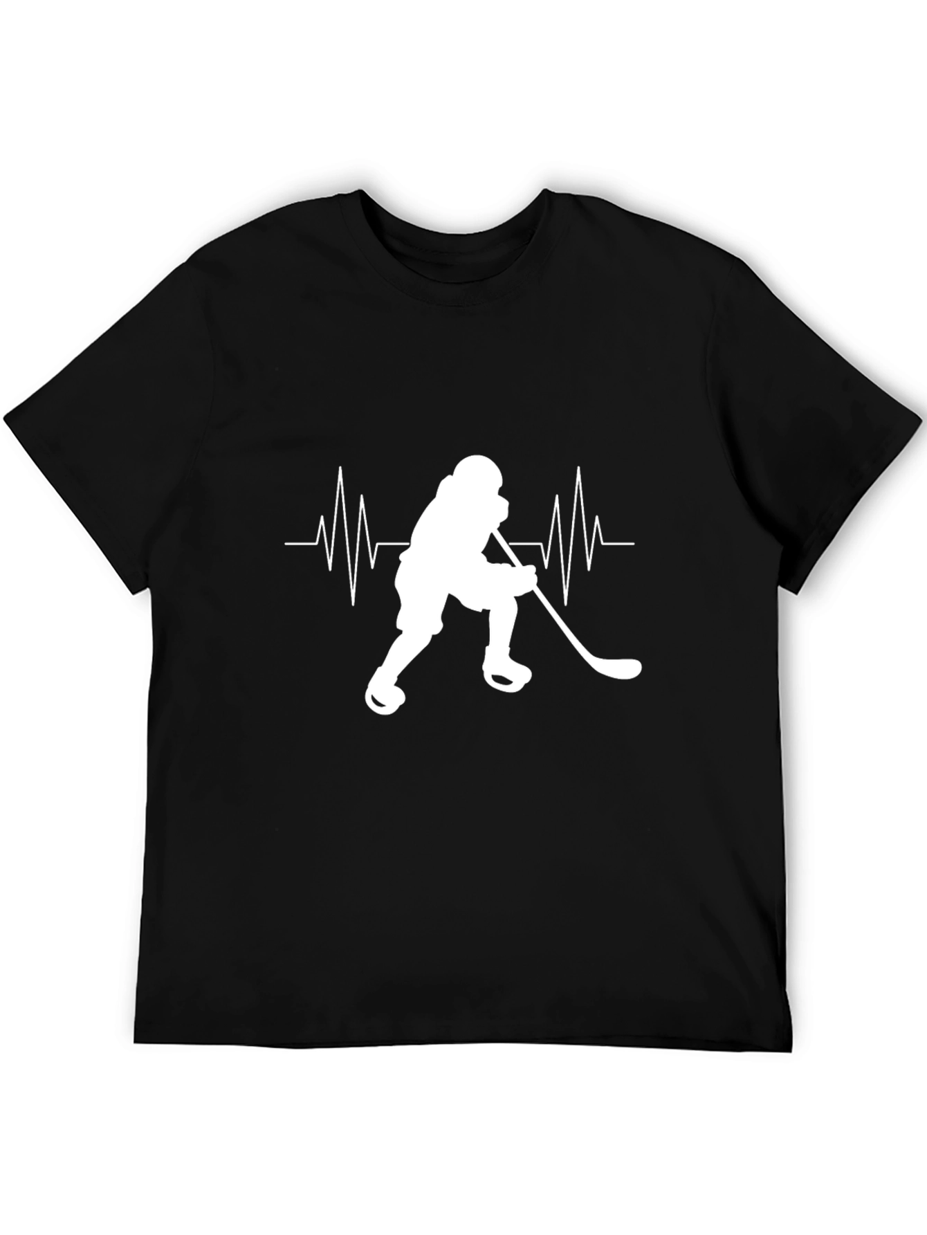 Hockey Heartbeat Graphic Tee - Black Cotton T-Shirt
