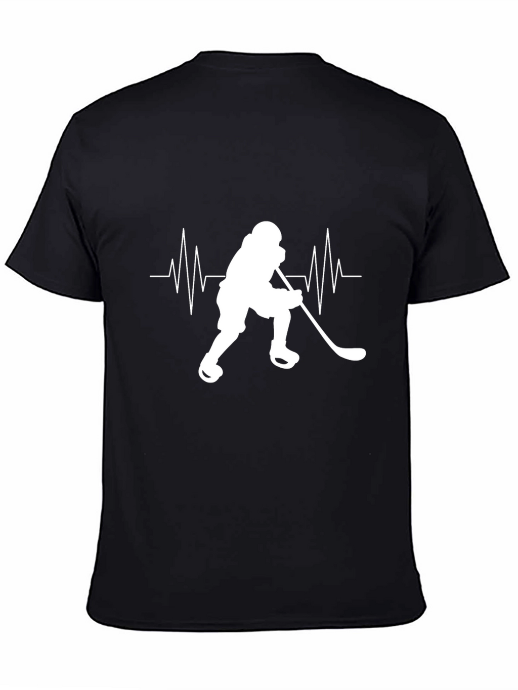 Hockey Heartbeat Graphic Tee - Black Cotton T-Shirt