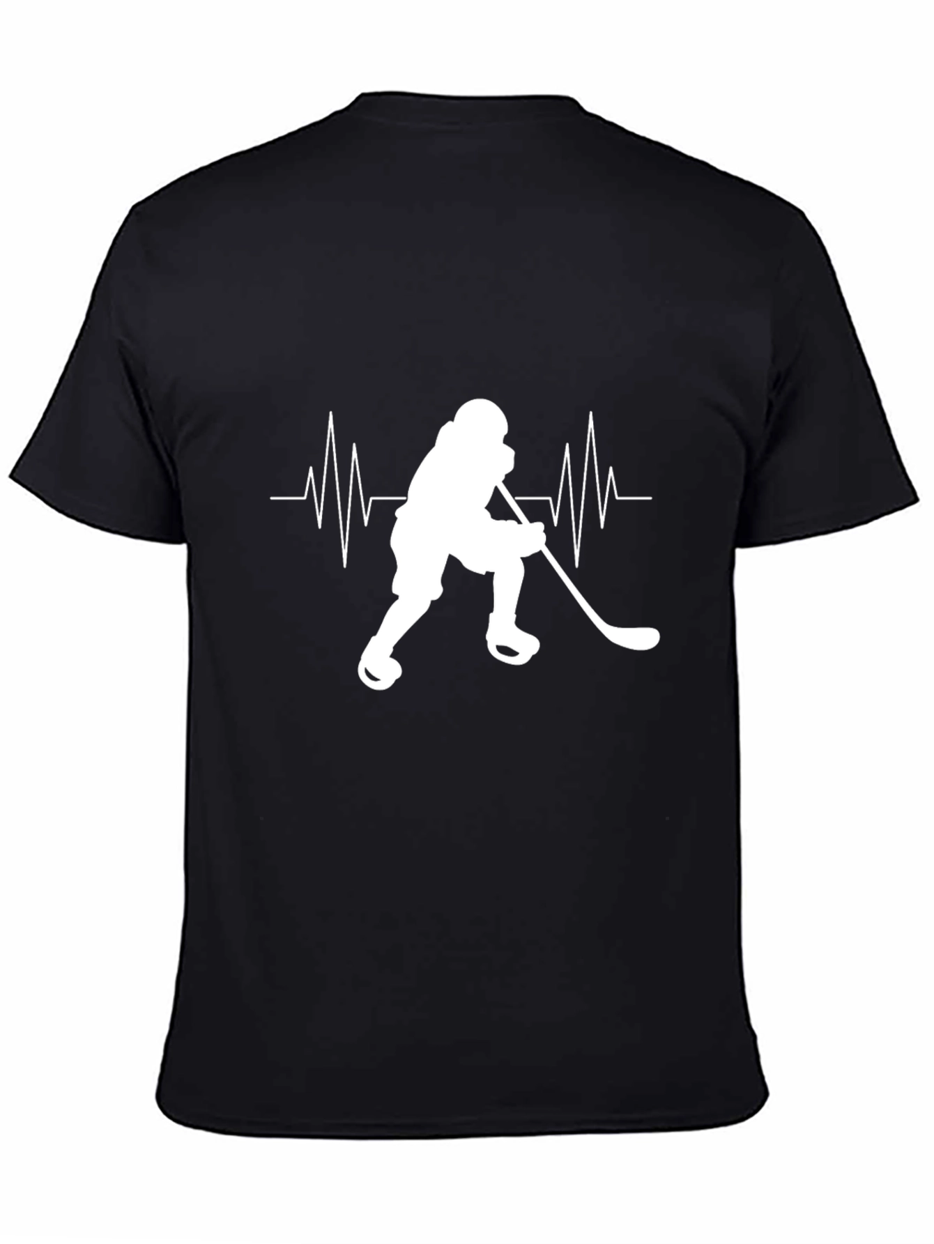 Hockey Heartbeat Graphic Tee - Black Cotton T-Shirt