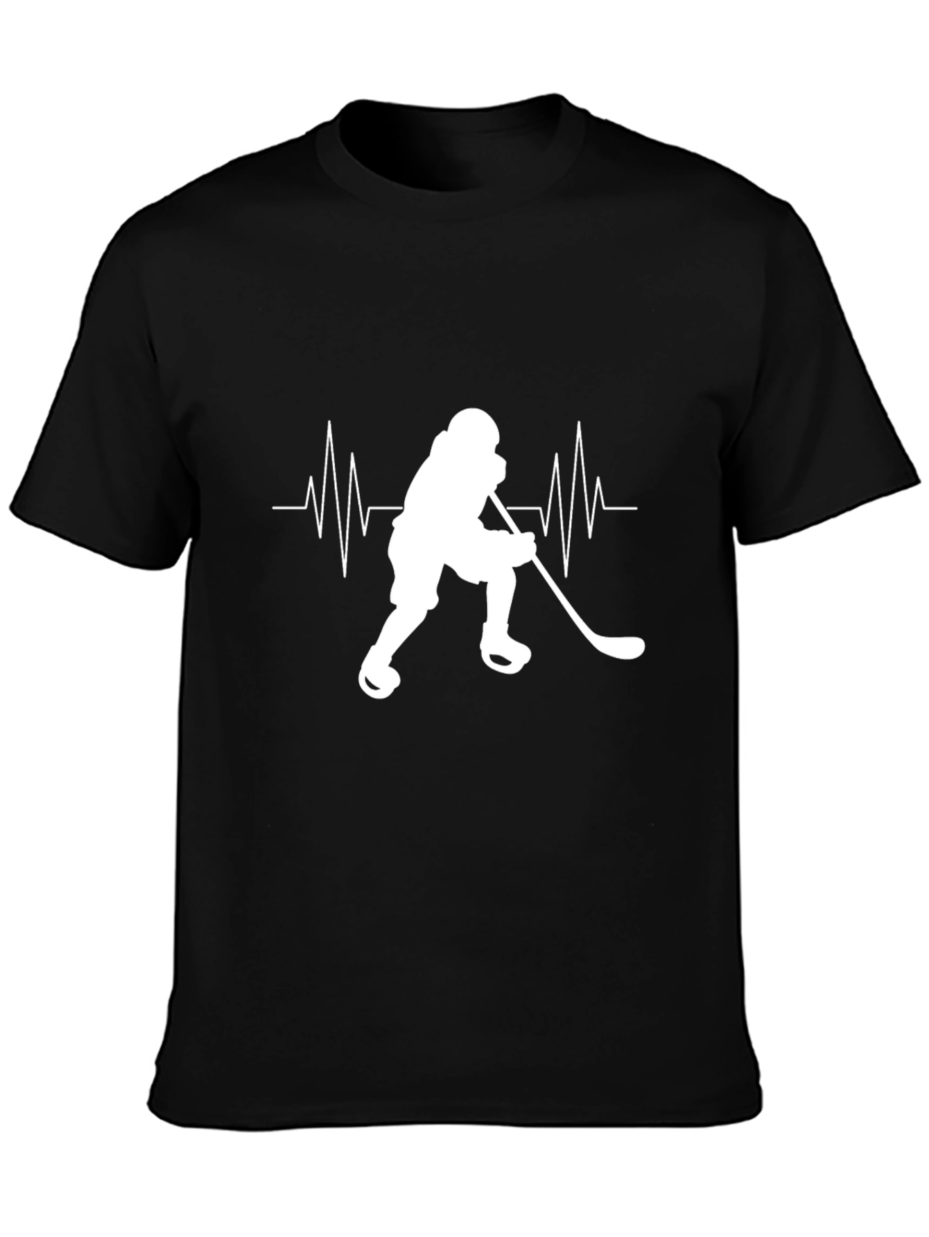 Hockey Heartbeat Graphic Tee - Black Cotton T-Shirt