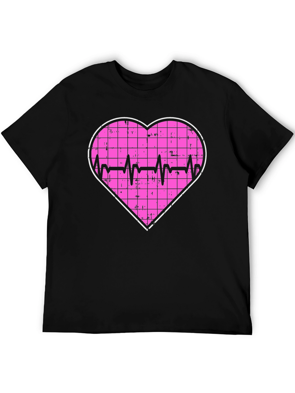 Heartbeat Grid Heart T-Shirt - Black