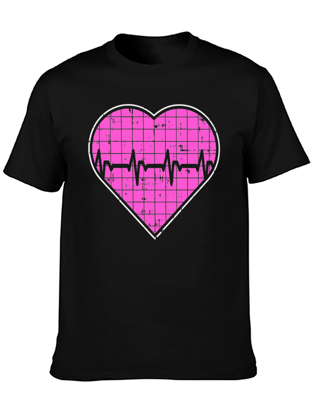 Heartbeat Grid Heart T-Shirt - Black