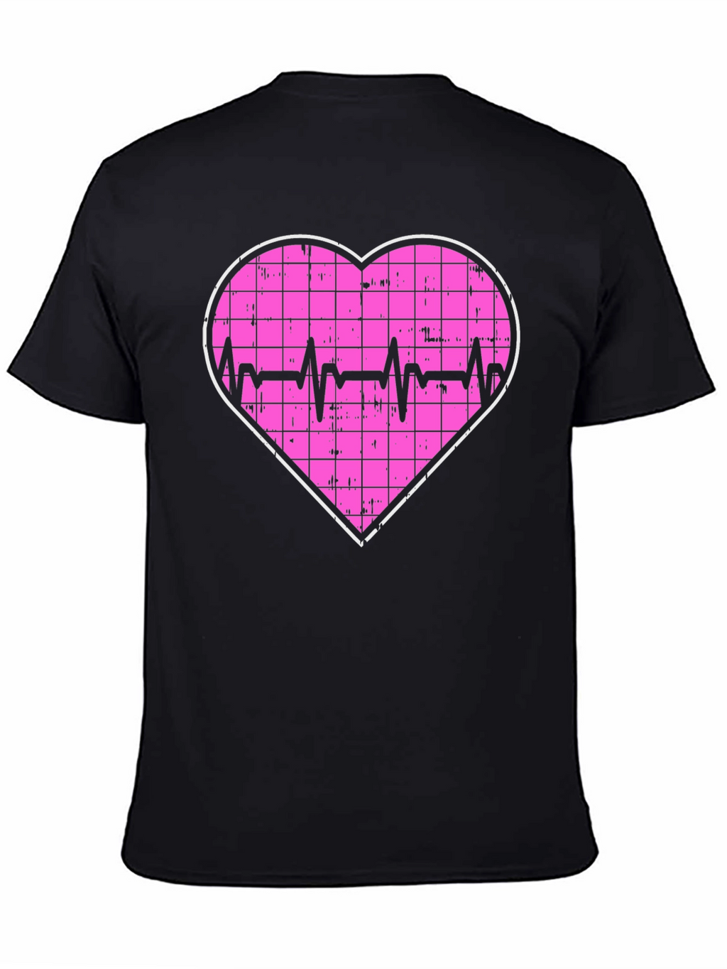 Heartbeat Grid Heart T-Shirt - Black