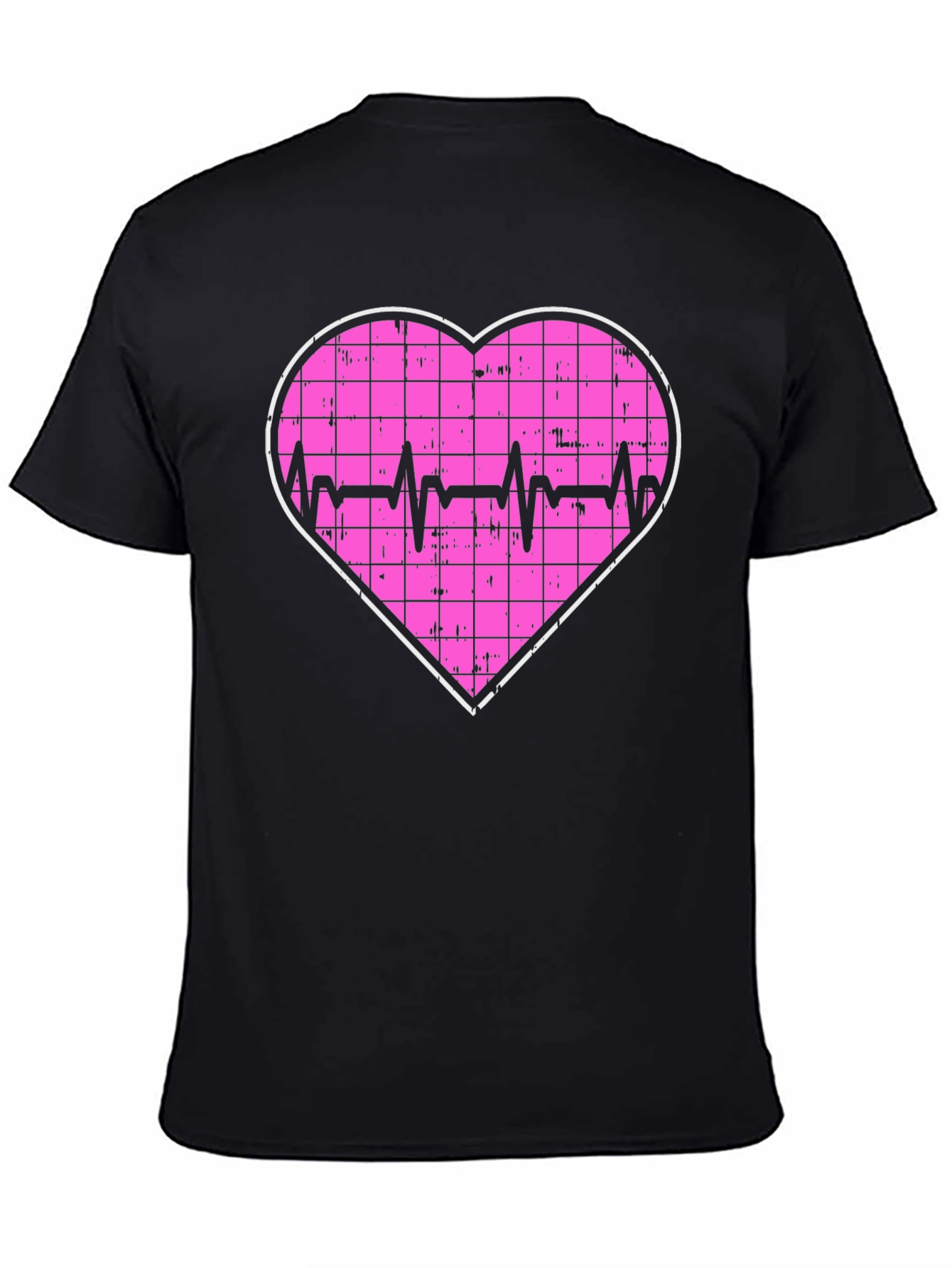 Heartbeat Grid Heart T-Shirt - Black