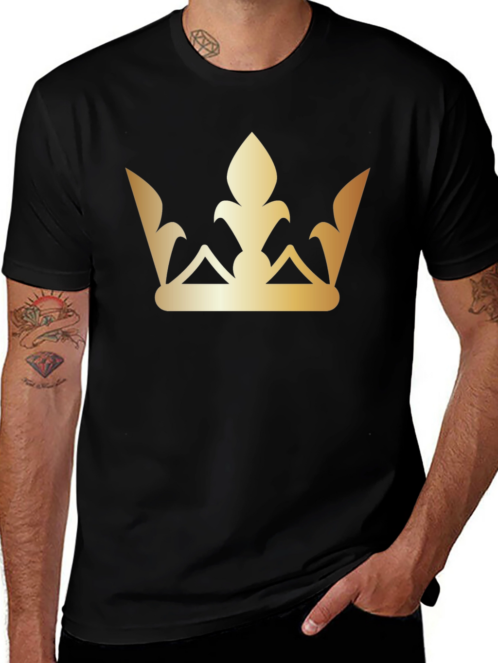 Golden Crown Graphic Tee - Stylish Black T-Shirt