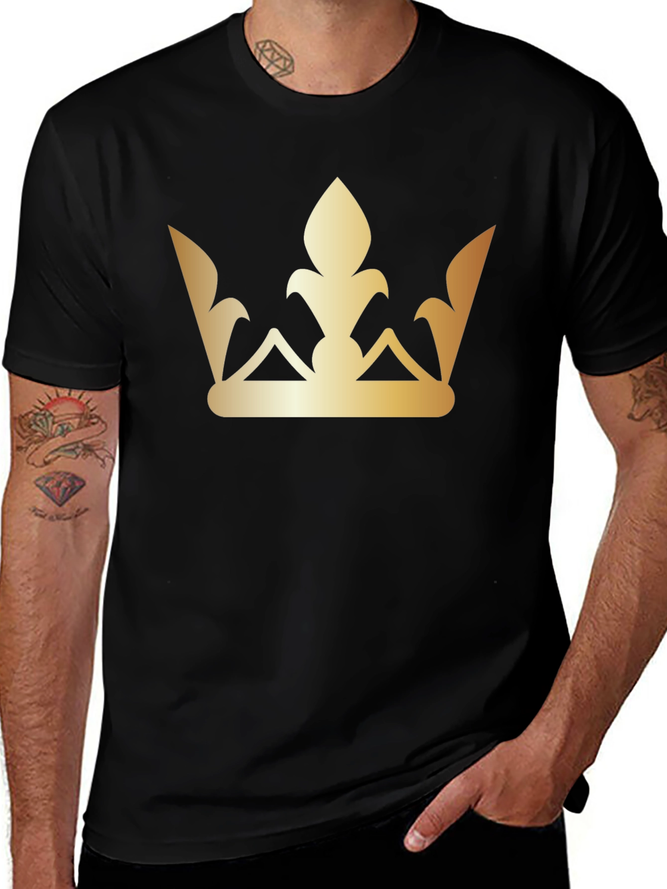 Golden Crown Graphic Tee - Stylish Black T-Shirt