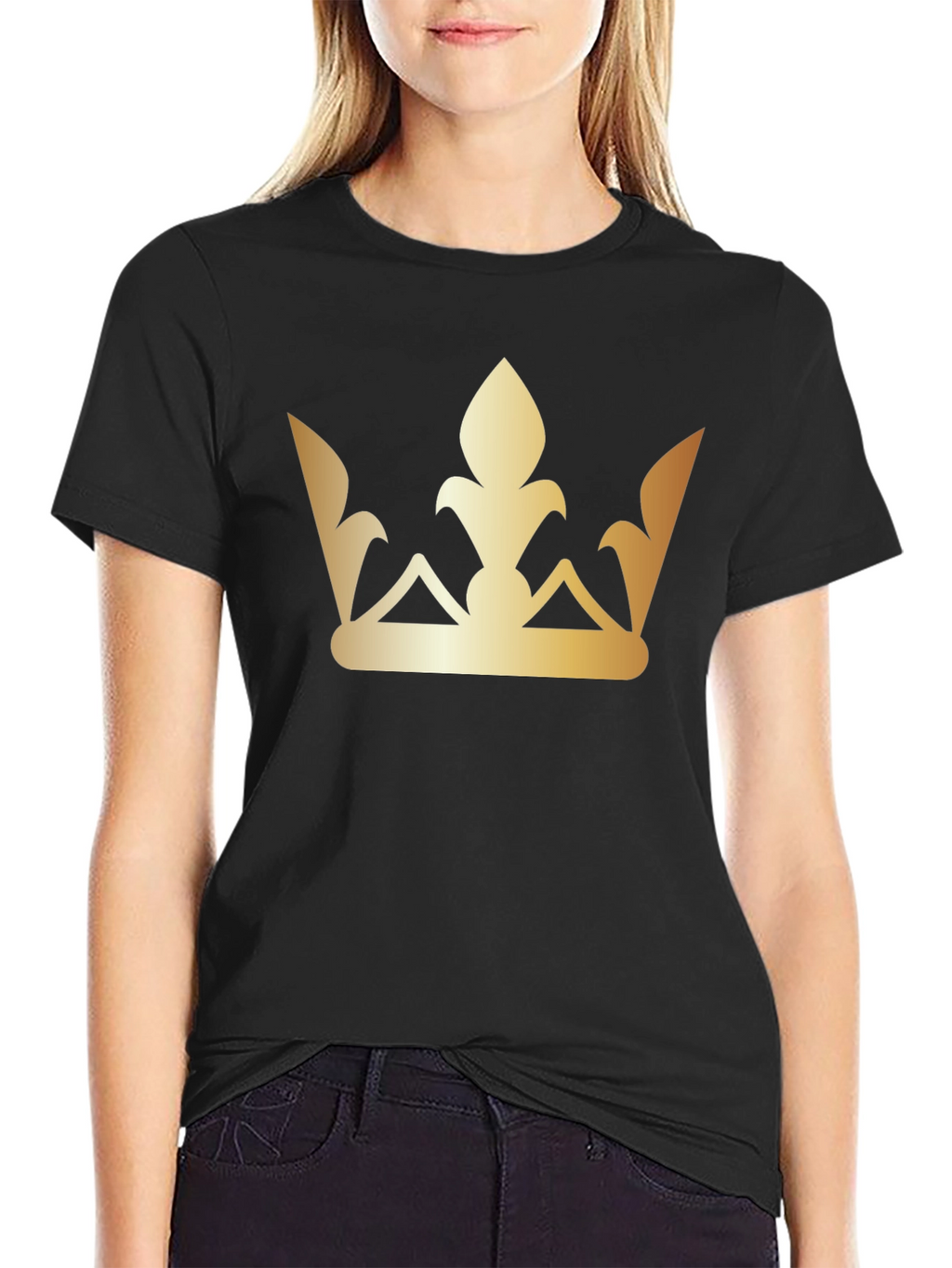 Golden Crown Graphic Tee - Stylish Black T-Shirt