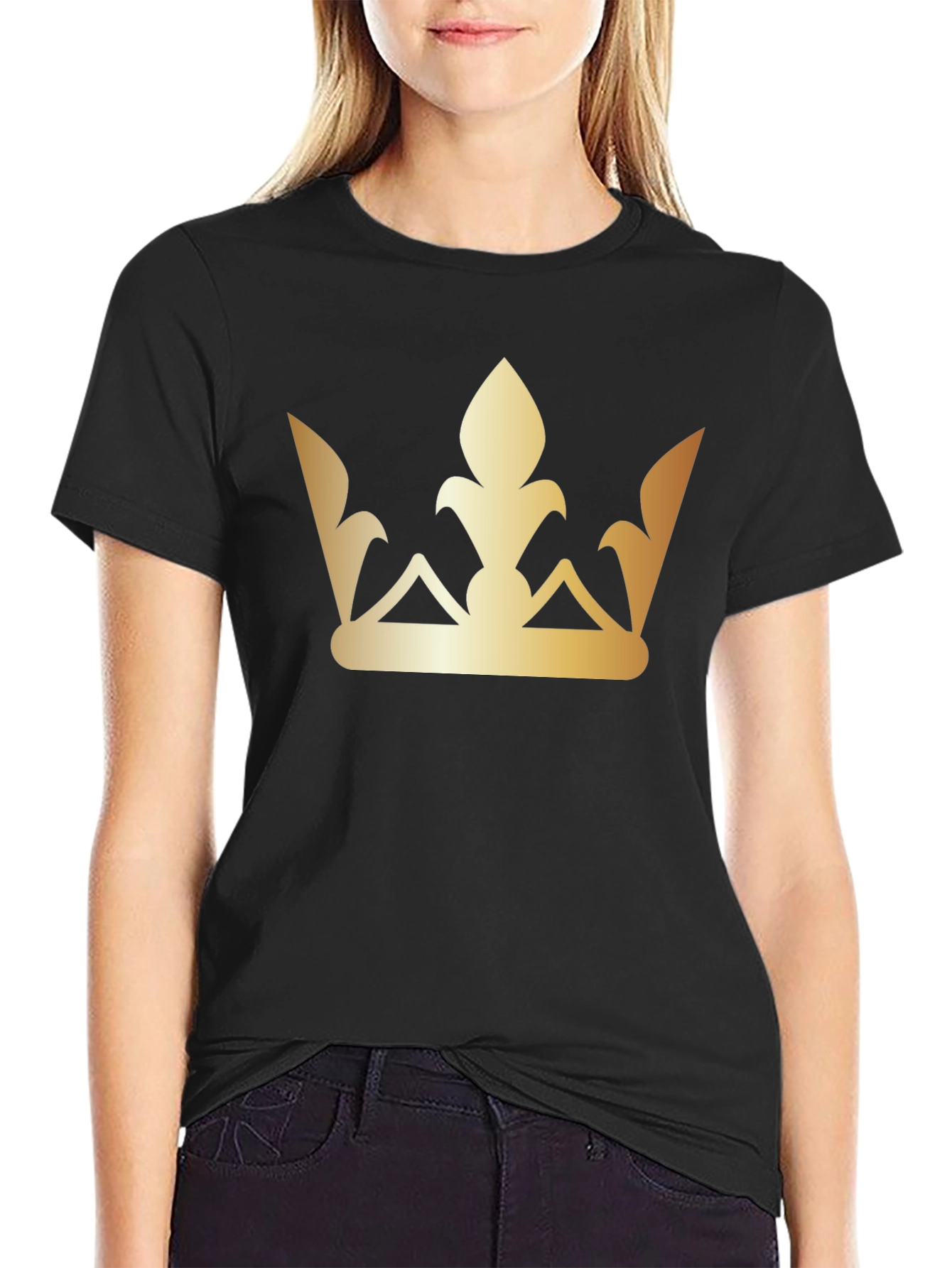 Golden Crown Graphic Tee - Stylish Black T-Shirt