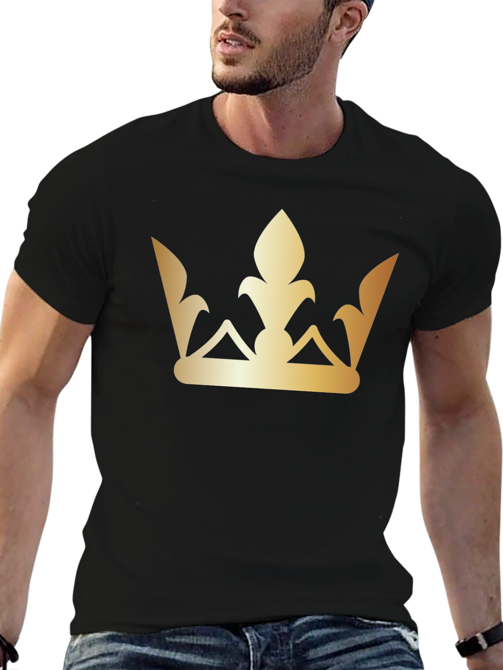 Golden Crown Graphic Tee - Stylish Black T-Shirt