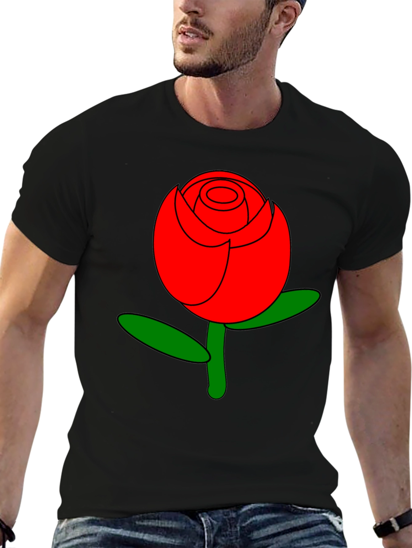Bold Red Rose Graphic Tee - Stylish Casual Wear