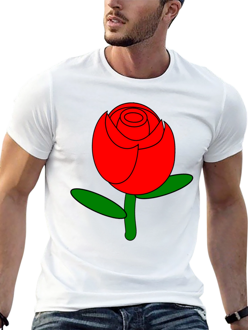 Bold Red Rose Graphic Tee - Stylish Casual Wear