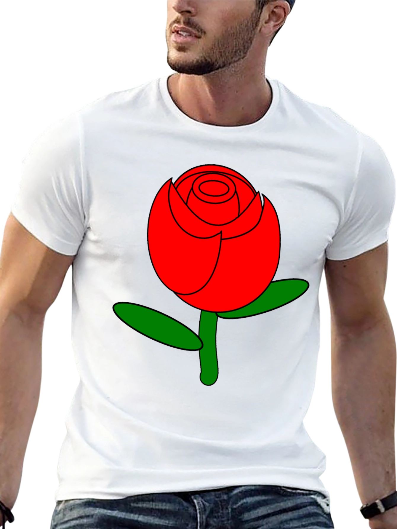 Bold Red Rose Graphic Tee - Stylish Casual Wear